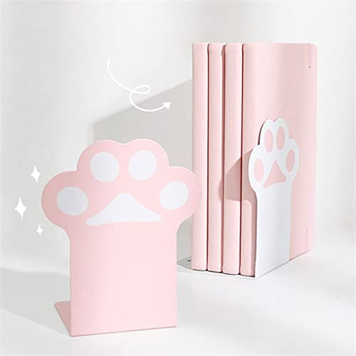 Wonzonewd File Sorters Cute Paw Book Stand Holder Shelf Desktop Bookends for Kid Child Student (Color : Pink)
