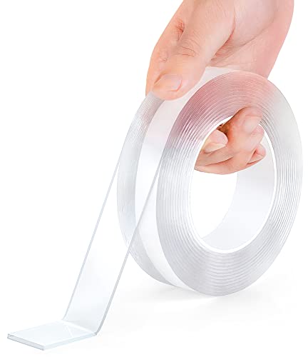 STUAKO® Double Sided Tape Heavy Duty, Removable Washable Reusable Gel Tape Strips for Kitchen, Living Room, Office,Car Decoration, Outdoor Use (9.85 FT x 1.18 in)