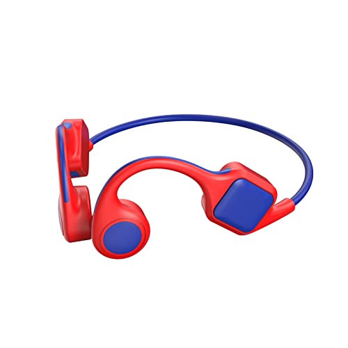 IKKO LOT ITB-X Kids Bone Conduction Headphones Bluetooth 5.2, Ear-Care Headsets for Children with Volume Limited 85dB & IP54 Waterproof for Indoor Outdoor iPad Tablet PC, Red