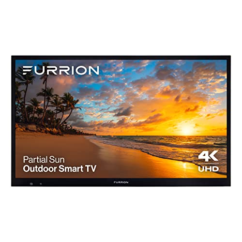 Aurora 43-Inch Partial-Sun 4K LED Outdoor Smart TV - Weatherproof HDR10 LED Outdoor Television with Anti-Glare, 750-Nit LED Screen, Tempered Glass, External Antennas for Partially Sunny Outdoor Areas