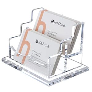 business card holder for desk 2 tier 2 slots, clear acrylic business card display stand, holds100 cards-1 pack (2 slots-h)