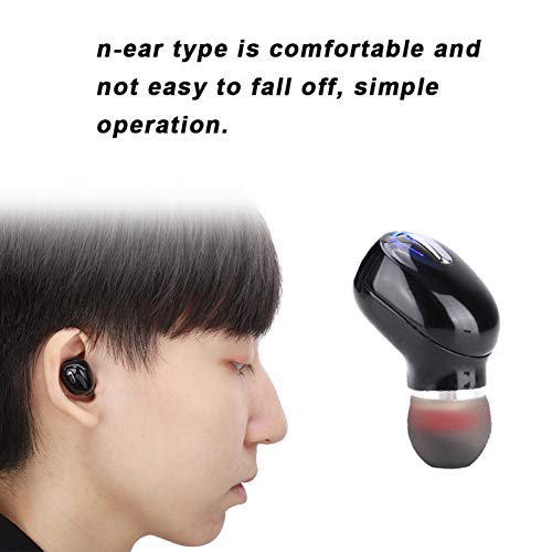 Mini Bluetooth Earbud, Mini Invisible Wireless Headset, 110H Long Standby Time, in Ear Headphones with Mic and Charging Box for iPhone, for Samsung, for Android, for Mac and Other Phones (Black)