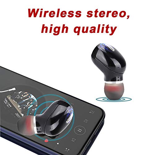 Mini Bluetooth Earbud, Mini Invisible Wireless Headset, 110H Long Standby Time, in Ear Headphones with Mic and Charging Box for iPhone, for Samsung, for Android, for Mac and Other Phones (Black)