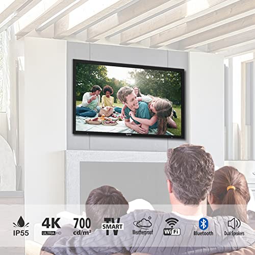 SYLVOX 43 Inch Outdoor TV, Waterproof 4K Smart TV, High Brightness,7x16(H) Commercial Grade, Supports Bluetooth & Wi-Fi, Suitable for Partial Sun