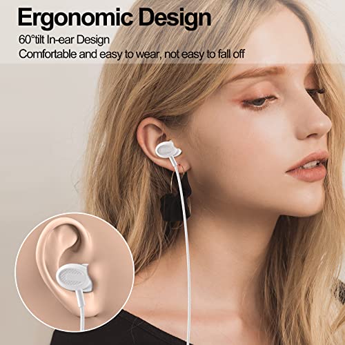 ELOVEN 3.5mm Wired Headphones HiFi Stereo Sound Wired Earbuds Noise Cancelling in-Ear Headset with Bulit-in Mic Volume Control Sports Earphones for iPhone Samsung iPad 2 Pack White+Green