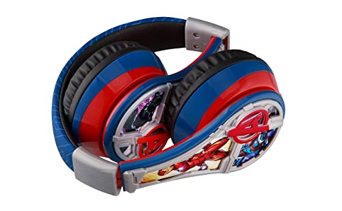 eKids Marvel Avengers Kids Bluetooth Headphones, Wireless Headphones with Microphone Includes Aux Cord, Volume Reduced Kids Foldable Headphones for School, Home, or Travel