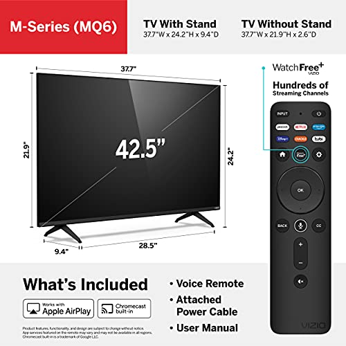 VIZIO 43-Inch M-Series 4K UHD Quantum LED HDR Smart TV with Apple AirPlay and Chromecast Built-in, Dolby Vision, HDR10+, HDMI 2.1, Variable Refresh Rate, M43Q6-J04 With Xtrasaver cloth(Renewed)