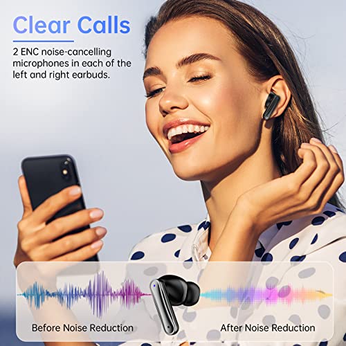 Atapeas Wireless Earbuds, Bluetooth 5.3 True Wireless Stereo Headphones with Charging Case LED Power Display IPX7 Waterproof Earphones TWS Ear Buds with 4 ENC Noise Cancelling Mic for Android iPhone