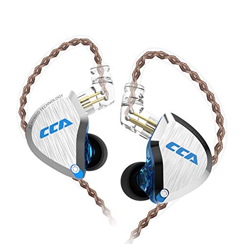 CCA C12 IEM in Ear Monitor 5BA+1DD Multi Drivers HiFi Earphones, 5 Balanced Armature and 1 Dynamic Drivers High Fidelity CCA Earbuds(Without mic, Blue)