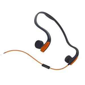 wired open-ear bone conduction headphones with microphones – 3.5mm outdoor sports lightweight stereo noise reduction headsets, for gym running cycling,orange
