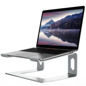 ALASHI Laptop Stand for Desk, Aluminum Computer Riser, Ergonomic Notebook Holder, Detachable Metal Laptops Elevator, PC Cooling Mount Support 10 to 15.6 Inches Notebook, Silver