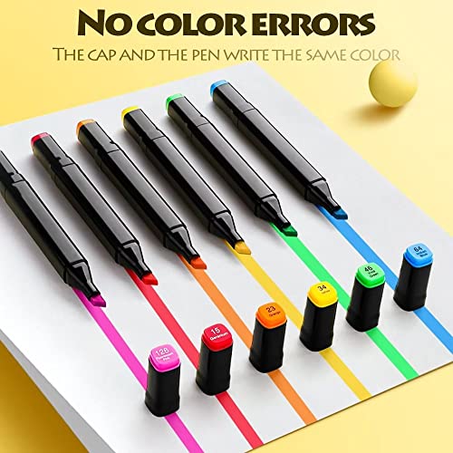 Double Tipped Art Marker Set for Artist Adults Coloring Sketching Drawing Alcohol-based Ink - Brush Chisel Dual Tips 48 Colors