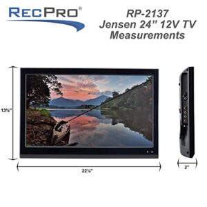 RecPro RV HD Ready 24 Inch 12V DC RV LED TV with Integrated HDTV (ATSC) Tuner, HD Ready (1080p, 720p, 480p), 1920 x 1080 Full HD, Dual Function Wireless Remote Control, Black