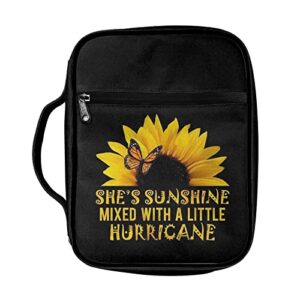ledback butterfly sunflower bible covers for women bible case bible accessories with handle and zippered pocket bible tote bag for kids