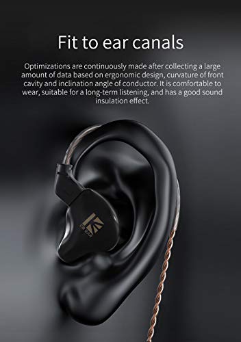 Kinboofi KBEAR KS1 in Ear Monitors, 1DD HiFi Earphones, Noise Canceling Earbuds Headphone Dynamic Headset with Detachable 2 Pin Cable (Black No Mic)