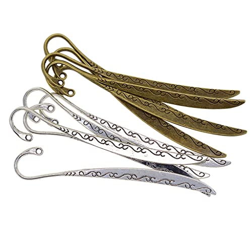 AMLESO 10pcs Bronze Silver Vintage Alloy Bookmarks with