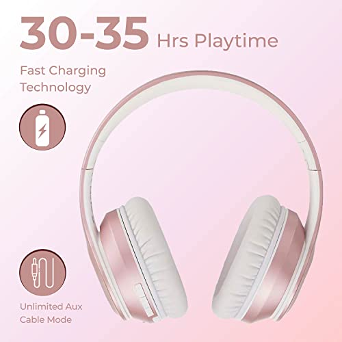 PowerLocus Active Noise Cancelling Headphones Over Ear, Wireless Headphones with Microphone, Hi-Fi Stereo, Soft Memory Foam Ear Cups, 35H Playtime and Fast Charging for Phones, Home Office, TV, Travel