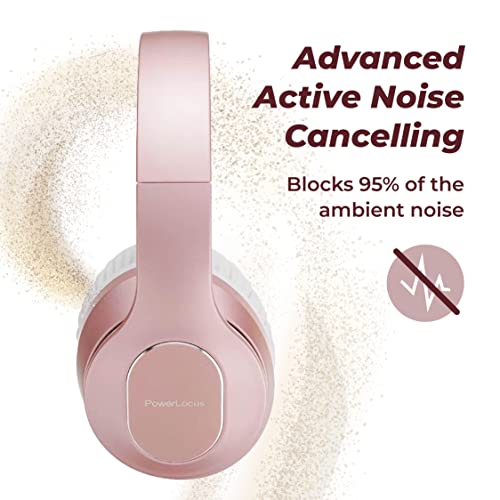 PowerLocus Active Noise Cancelling Headphones Over Ear, Wireless Headphones with Microphone, Hi-Fi Stereo, Soft Memory Foam Ear Cups, 35H Playtime and Fast Charging for Phones, Home Office, TV, Travel