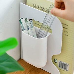 Greeney Expandable Bookend,Adjustable Desktop Bookshelf with Pen Holder for Office School Home Desk (White)