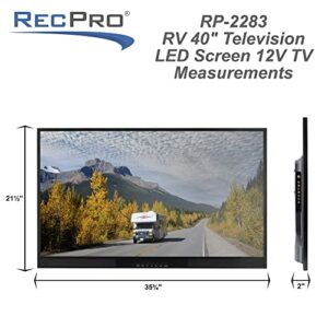 RecPro RV TV 40" | 1080p HD | 12V DC | 2X HDMI Ports | Built-in Tuner for Local Stations