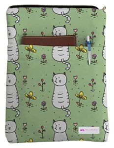 cute cats with flowers book sleeve – book cover for hardcover and paperback – book lover gift – notebooks and pens not included