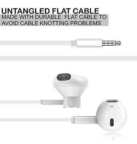 Earbud Headphones with Remote & Microphone, in Ear Earphone Stereo Sound Noise Isolating Tangle Free for Smartphones, Laptops, MP3/MP4, Gamer, Walkman(Classic White) 3 Pack