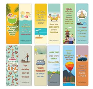 creanoso fun travel quotes bookmarks (30-pack) – classroom reward incentives for students and children – stocking stuffers party favors & giveaways for teens & adults