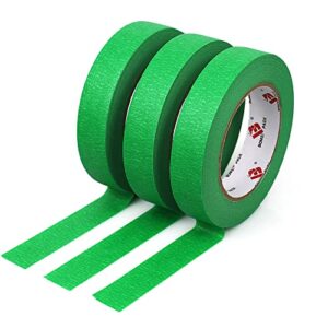 bomei pack 3 pack green painters tape 0.94-inches x 55 yards, green painters masking tape bulk for painting, labeling, diy crafting, decoration and school projects
