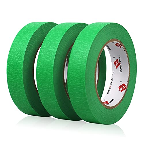 BOMEI PACK 3 Pack Green Painters Tape 0.94-Inches x 55 Yards, Green Painters Masking Tape Bulk for Painting, Labeling, DIY Crafting, Decoration and School Projects