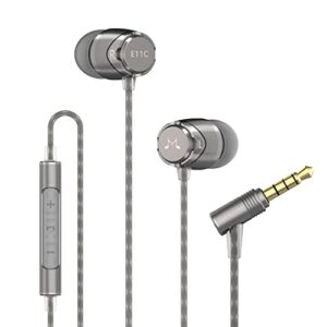 soundmagic e11c wired earbuds with microphone hifi stereo earphones noise isolating in ear headphones powerful bass tangle free cord gunmetal