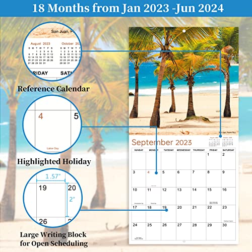 2023 Wall Calendar – Wall Calendar 2023-2024, 18 Months from Jan 2023 - Jun 2024, 12" x 24" (Open), 12" x 12" (Closed), 2023 Calendar with Daily Blocks, Perfect Calendar for Planning – Tropical Island