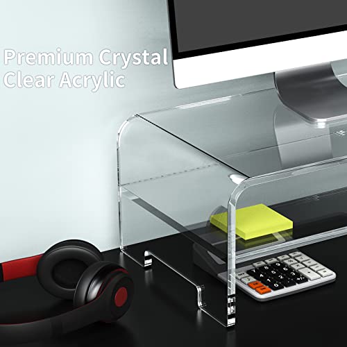 Zimilar Acrylic Monitor Stand Riser, 16inch Clear Acrylic Monitor Riser for Home Office, 2-Tier Clear Monitor Stand Laptop Stand Riser for PC Screen, Printer, Mac Book (2-Tier Acrylic)