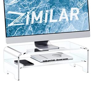 zimilar acrylic monitor stand riser, 16inch clear acrylic monitor riser for home office, 2-tier clear monitor stand laptop stand riser for pc screen, printer, mac book (2-tier acrylic)