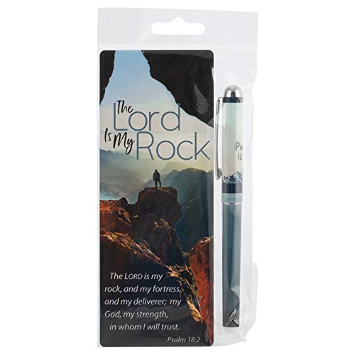 Christian Tools Affirmation Pen & Jumbo Bookmark Set-The Lord is My Rock (Psalm 18:2 KJV)