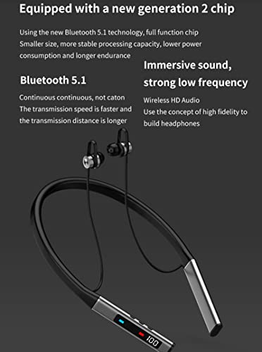 Neckband Bluetooth Headphones Around The Neck Wireless Earbuds with Microphone 100H Long Battery Life Waterproof Running Workout Headphones Noise Cancelling Earphones for Android iOS Sports Cycling