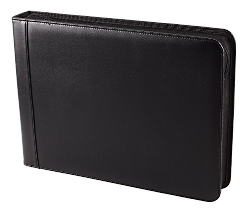 2Fold Zippered Business Check Binder 7 Ring for 3-Up Business Size Checks with Extra Business Card Case - PU Leather Deluxe 7 Ring Checkbook Binder Portfolio with 600 Check Capacity and Storage