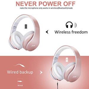 2 Items,1 Rose Gold Zihnic Over-Ear Wireless Headset Bundle with 1 Black Zihnic Foldable Wireless Headset