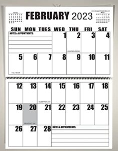 jumbo large print 2023 wall calendar | 13-months | 17″ x 22″ hanging on wall | 17″ x 11″ closed