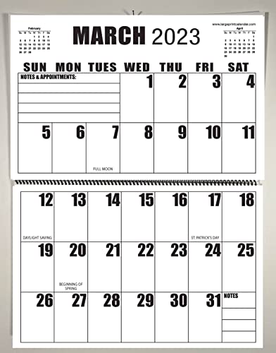 Jumbo Large Print 2023 Wall Calendar | 13-months | 17" x 22" hanging on wall | 17" x 11" closed