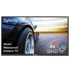 sylvox 65 inch outdoor tv, waterproof 4k smart tv, high brightness,7×16(h) commercial grade, supports bluetooth & wi-fi, suitable for partial sun(deck series 2022)