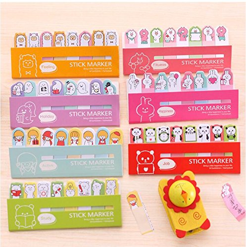 Funny Animals Sticker Bookmark Marker Memo Flags Index Tab Sticky Notes,Pack of 7
