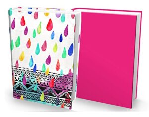 book sox fabric jumbo book covers – watercolor rain drops print and magenta solid (2 items)
