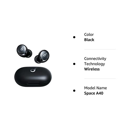 soundcore by Anker Space A40 Adaptive Active Noise Cancelling Wireless Earbuds, Reduce Noise by Up to 98%, Ultra Long 50H Playtime, Hi-Res Sound, App Customization, Wireless Charge (Renewed)