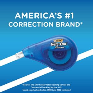 BIC Wite-Out Brand EZ Correct Correction Tape, White, Fast, Clean & Easy To Use, Tear-Resistant Tape, 6-Count