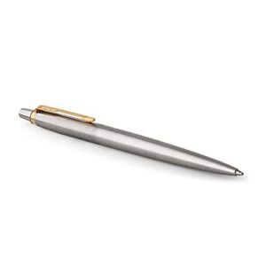 parker jotter ballpoint pen, stainless steel with chrome trim, medium point, blue ink, gift box