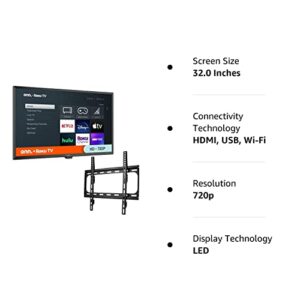 ONN. 100012589 32" 720P HD Roku Smart TV Includes Wall Mount 2020 Model (No Leg Stands) (Renewed)