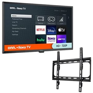 onn. 100012589 32″ 720p hd roku smart tv includes wall mount 2020 model (no leg stands) (renewed)