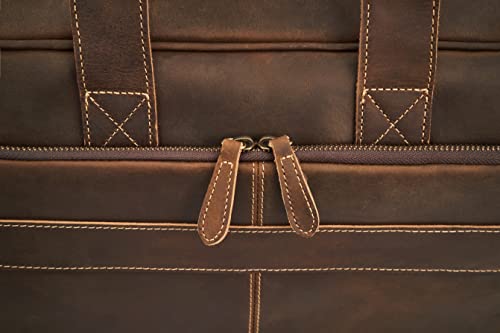 Luxorro Full Grain Leather Briefcases For Men, Handcrafted Leather Laptop Bag For Men, Our Leather Bags For Men Come In A Beautiful Gift Box, Perfect Christmas Gifts For Men, Brown, Fits 15.6" Laptop