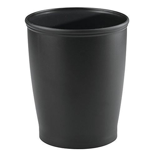 iDesign - 93437 iDesign Kent Plastic Wastebasket, Small Round Plastic Trash Can for Bathroom, Bedroom, Dorm, College, Office, 8.25" x 10", Black