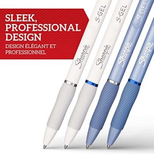 Sharpie S-Gel Gel Pens Medium Point (0.7mm) Frost Blue & White Pearl Barrels Black & Blue Ink 4 Count